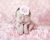 SALE - Leighton Heritage Newborn Posing Photography Prop Perfect Bean Bag Basket Stuffer Rose Fabric Backdrop Fluttery Layering (Soft Pink)