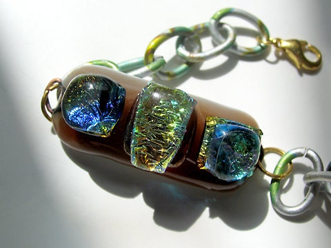 Fused Glass Dichroic Nugget Bracelet
