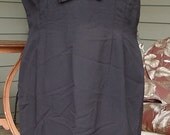 Lovely plus sized black cocktail dress with beading and bow 50s 1950s vintage Winter SALE