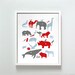 11x14 Alphabet Animals in red and blue