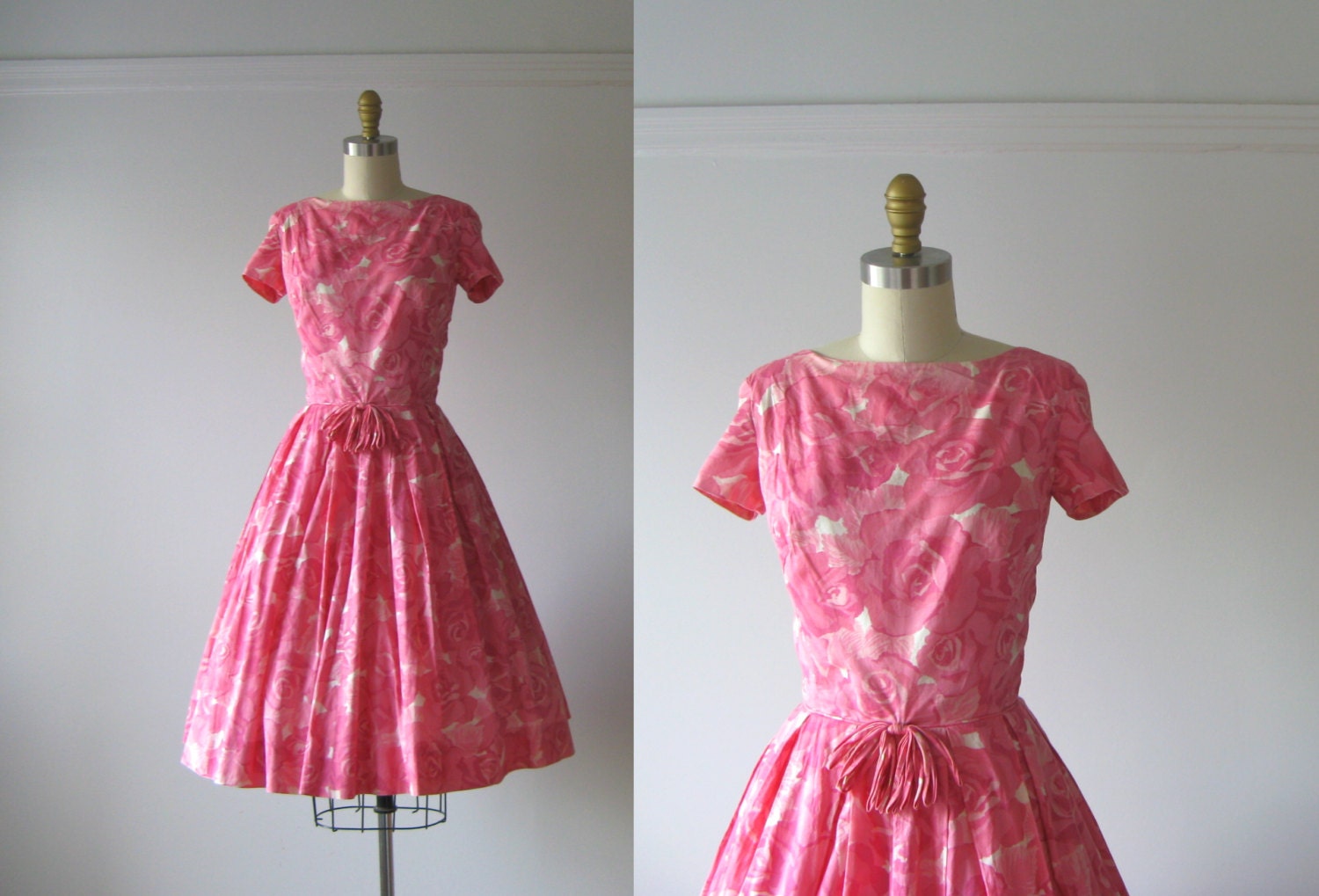 vintage 1950s dress / 50s dress / Bed of Roses
