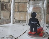 Set of 8 Lego Man Reusable Vinyl Chalkboard Tags in Black