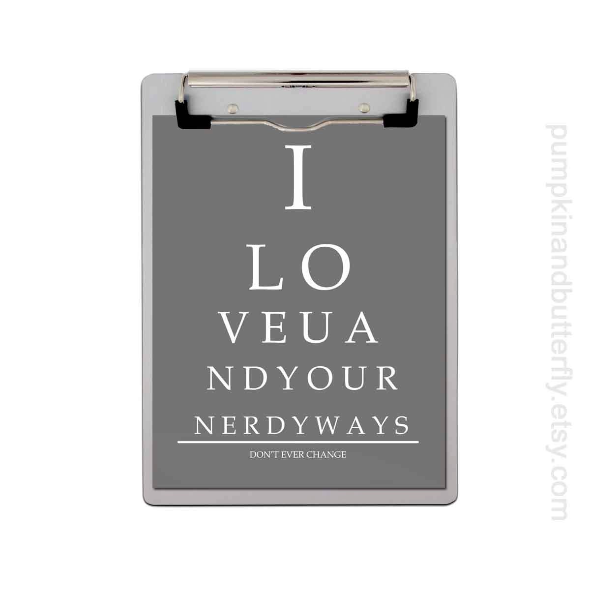 Eye Chart - 11x14 Print, Charcoal, Grey, Gray, Custom Color, Geekery, Home Office, Wall Decor, Nerd, I Love U and Your Nerdy Ways