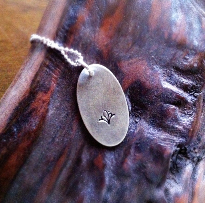 Flower- Silver Hand Stamped Pendant Necklace