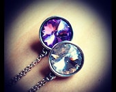 SUMMER SALE Swarovski Crystal Necklace - Light Amethyst Vitrail Rhinestone Antiqued Pewter Setting
