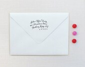 Script Return Address Rubber Stamp - Self inking also available - 'Quill'