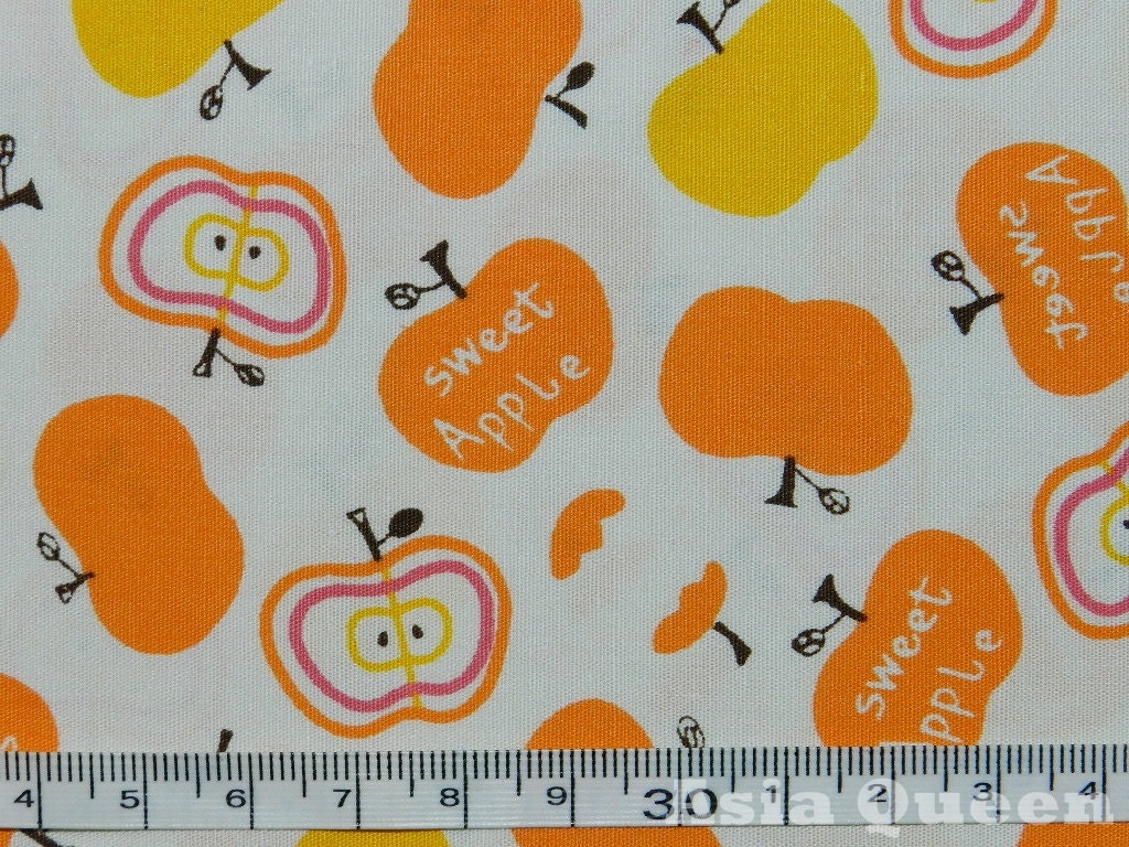 USD8.5 - New york big apples - orange - 1 yard - cotton