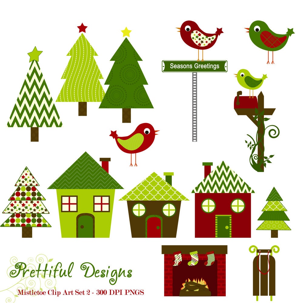 50% OFF SALE Christmas Clip Art - Personal or Commercial Use - Mistletoe Set 2 (379) Il_570xn