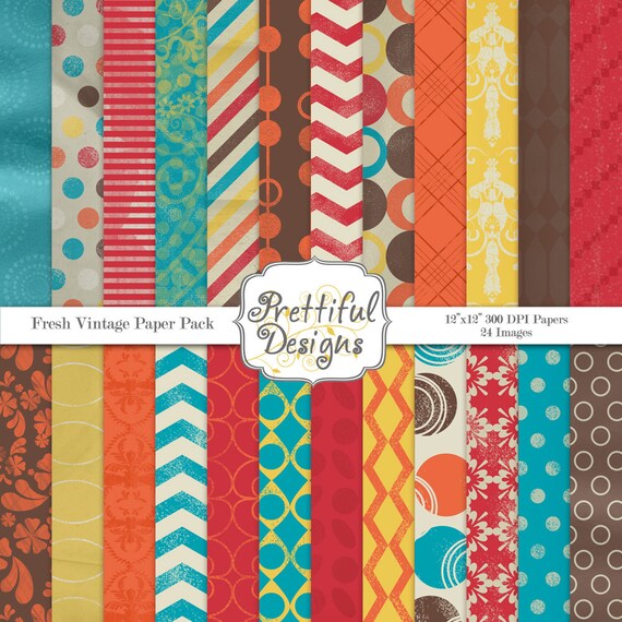 30% Off Sale Digital Paper Pack - Personal and Commercial Use - Fresh Vintage (479) Il_570xn