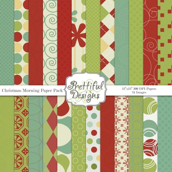 50% Off Sale Digital Scrapbooking Papers - Christmas Morning (182) Il_570xn