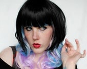 Sale . DARK FAIRY wig // Black Pastel Blue Purple Pink Hair // Wavy Curly Color Ombre