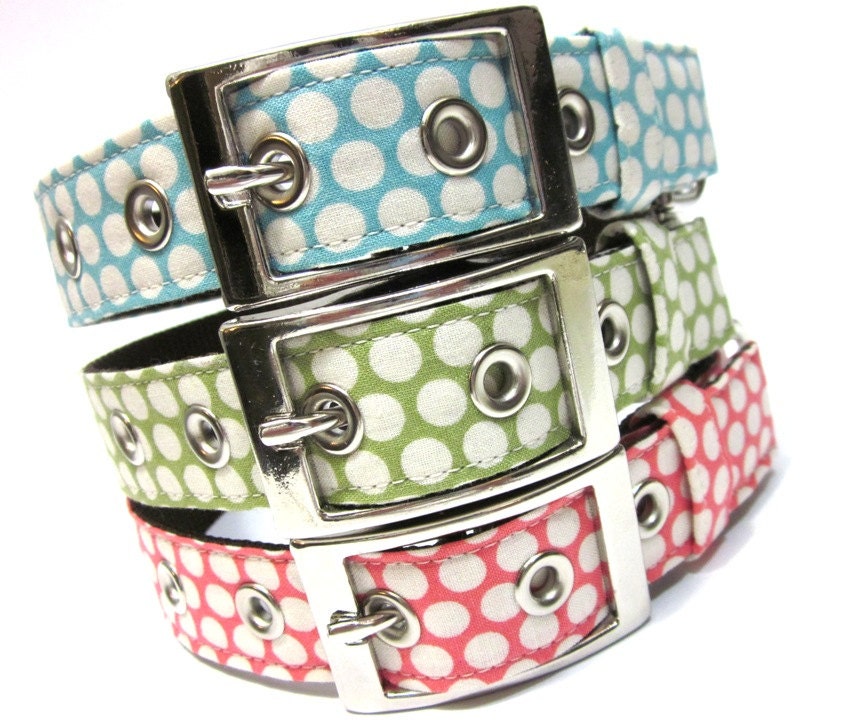 Polka Dot Dog Collar- Classic Dots in Pink, Blue, or Green