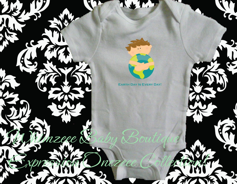 Baby Onesie-Earth Day Is Every Day - Boy V. White Onezeee Bodysuit - (You pick the size)-Baby Gift-Baby Shower Gift