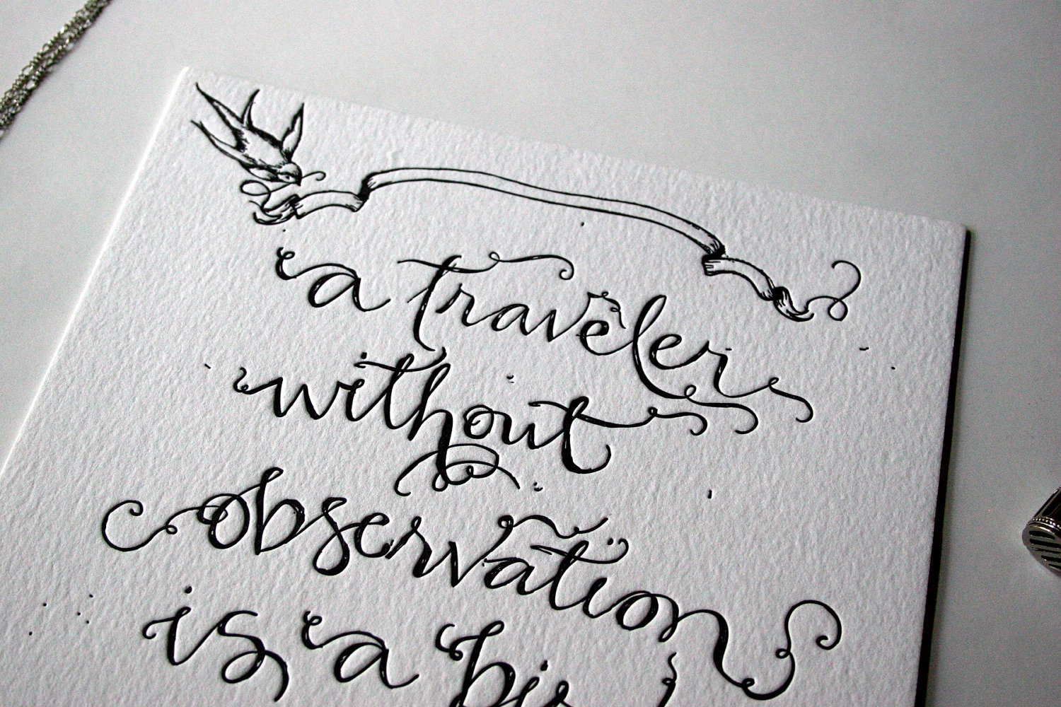 Travel Bird Letterpress Poster 8 x 10