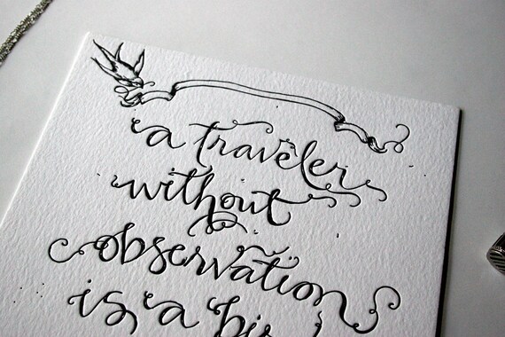 Travel Bird Letterpress Poster 8 x 10