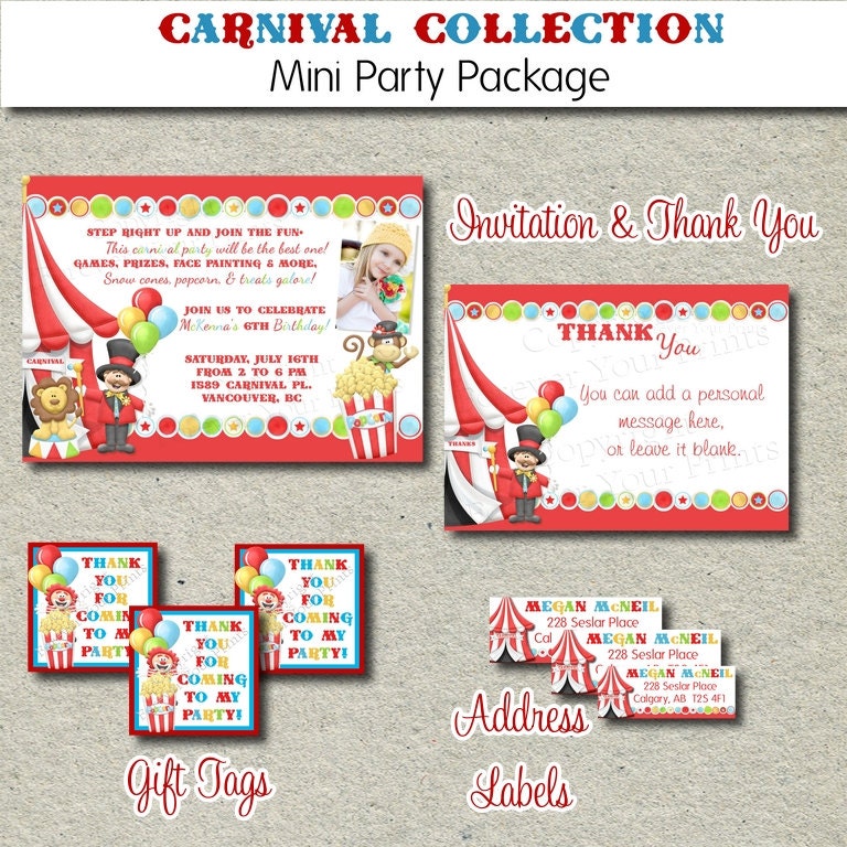 Carnival Circus Birthday Party Package - DIY You Print Il_570xn