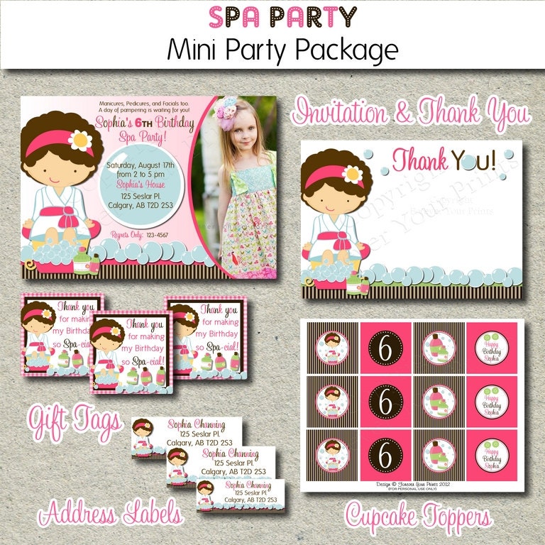 Spa Birthday Party Package - Party Invite - Printable Il_570xn