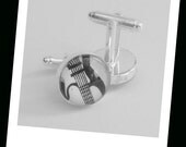 Classic Electric Guitar Cuff Links, Black and White