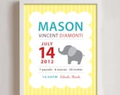 Personalized Birth print elephant wall art - 8x10 print with Frame Il_170x135