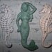 Mermaid / seahorse / Cast Iron Wall Hook trio / Shabby Chic Decor