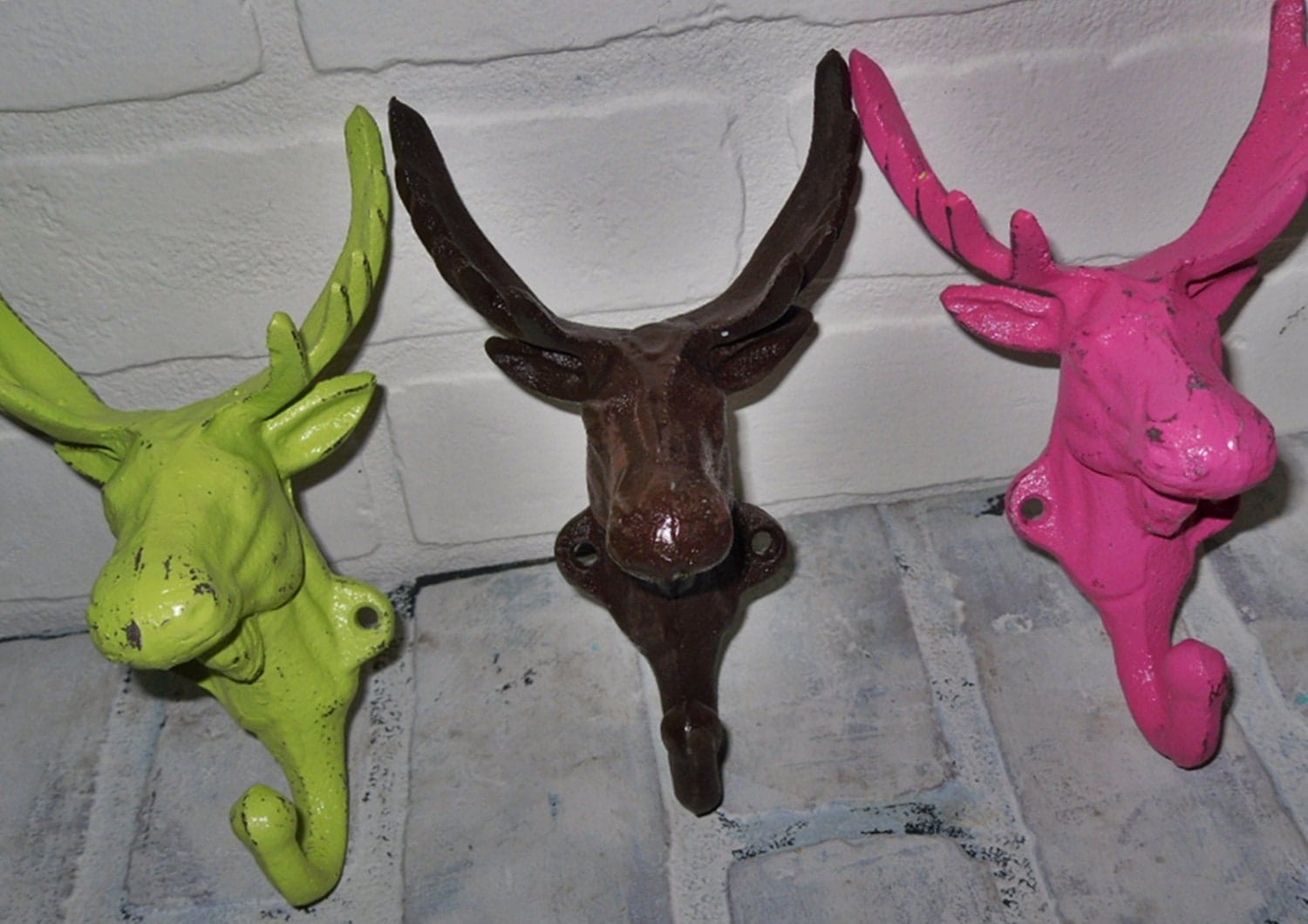 Trio Moose Head Hook / Bright Wall Decor / by Theshabbyshak
