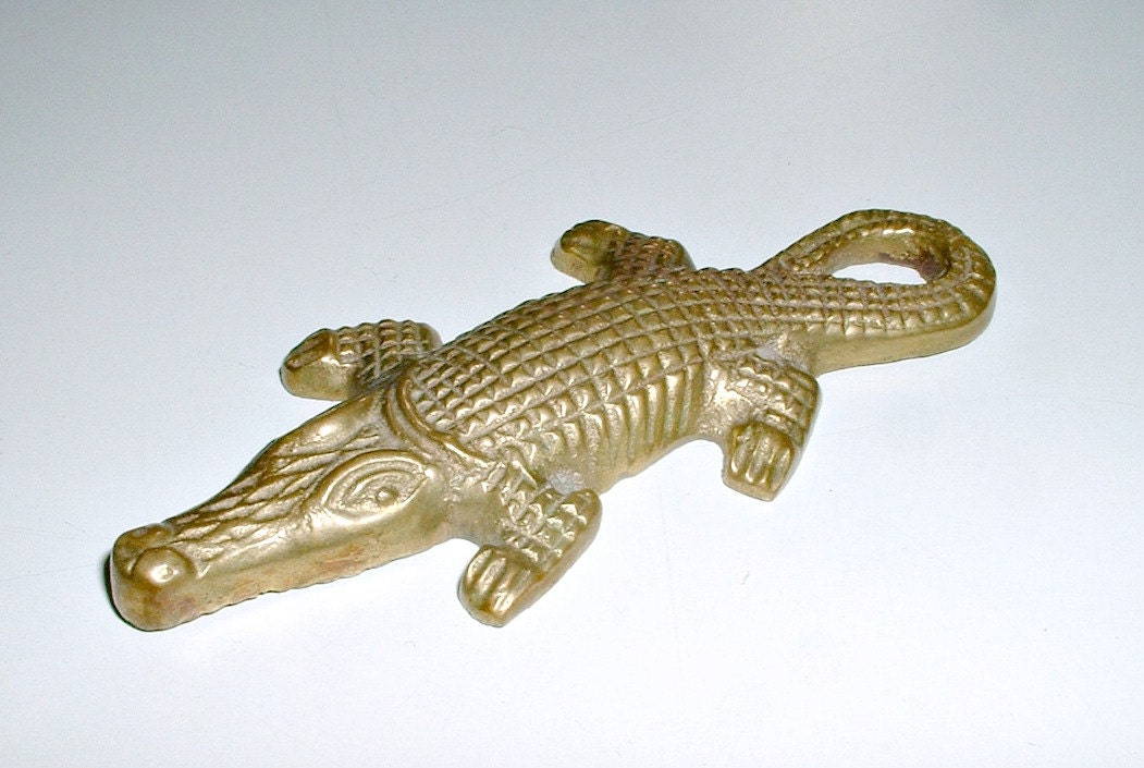 Vintage Alligator Crocodile Hardware Figural Reptile Metal