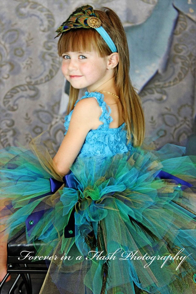 Toddler Peacock Feather Bustle Tutu...Pageant, Photo Prop, Flower Girl, Costume...Sizes 6 Months to 4T . . . GOLDEN PEACOCK with Feathers