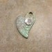 Green Heart Pendant With Pansy Silver Lime Sage Blue Flower Heart