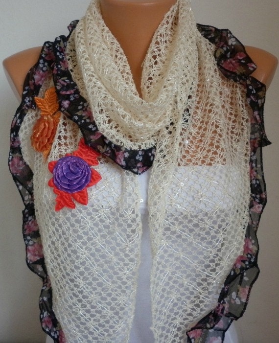 Light Yellow Shawl Scarf Cowl Scarf - - fatwoman