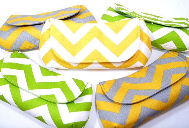 Chevron Bridesmaid Clutches Choose Your Fabric Set of 5