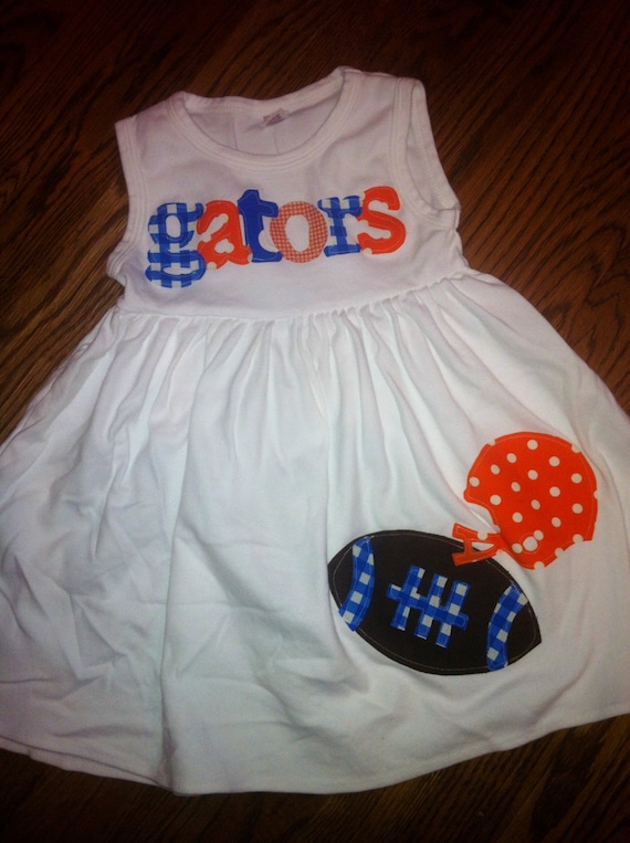 Football Dress - Florida Gators Toddler Dress - Football Applique  Dress- You Choose Your Team Mascot and Colors