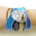 Eco-friendly  Silver Silk Wrap Bracelet, Hand Dyed Ribbon, Fine Silver Toggle, Yoga Jewelry, Recycled Bohemian Fashion Accessory