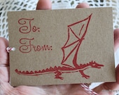 Dragon Tags - Hand stamped tags Set of Five - Smaug Hobbit Tolkien