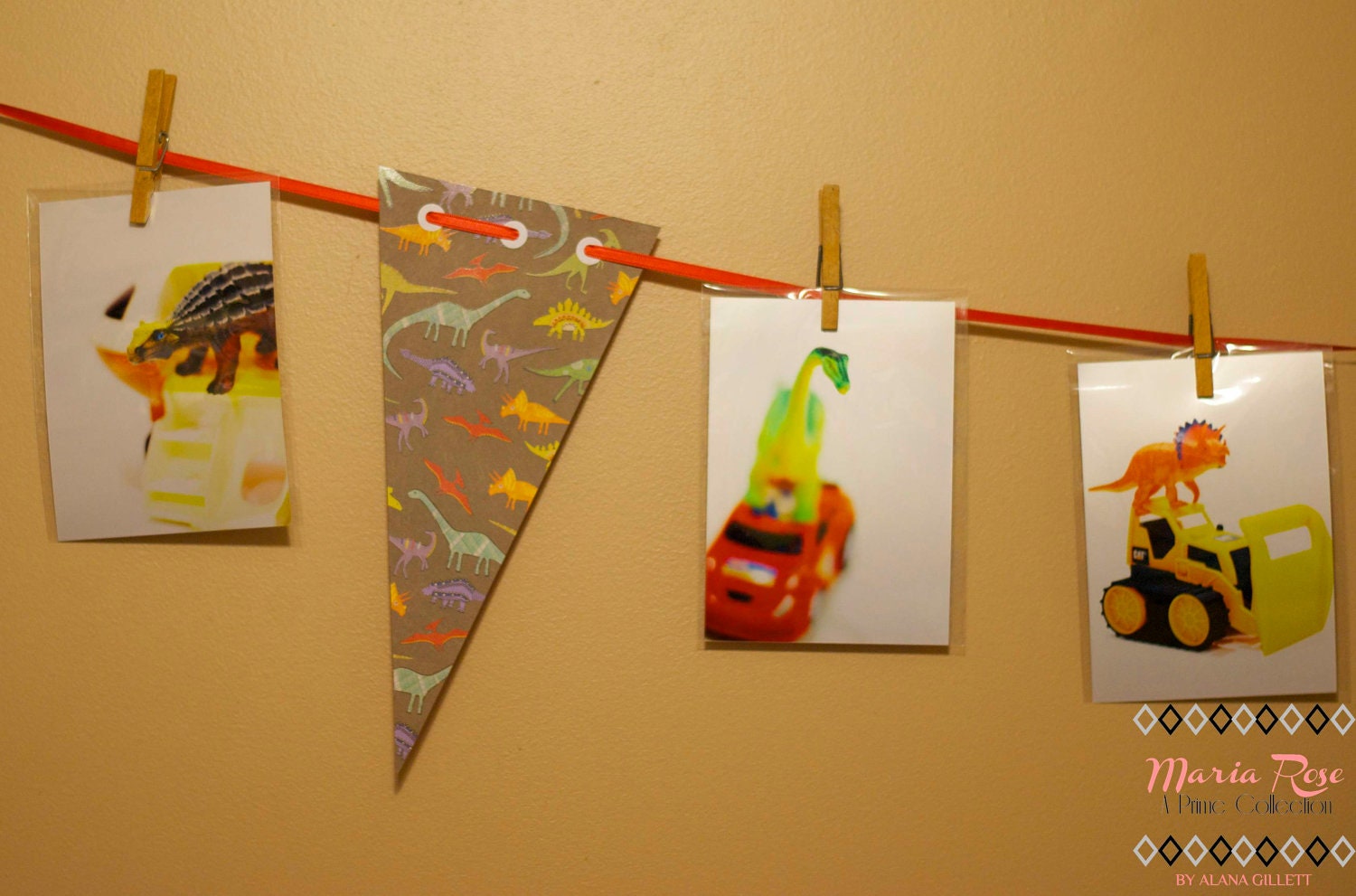 Dinos on Wheels Photo Collection- Fine Art Photography- Six 5x7 prints by Alana Gillett- Dinosaur Wheels Boys Girls Kids Room Decor Wall Art