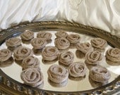 20 Handmade Natural Loose Weave Burlap Roses for weddings, bouquet making, wedding decor, scrapbooking, gifts, crafts