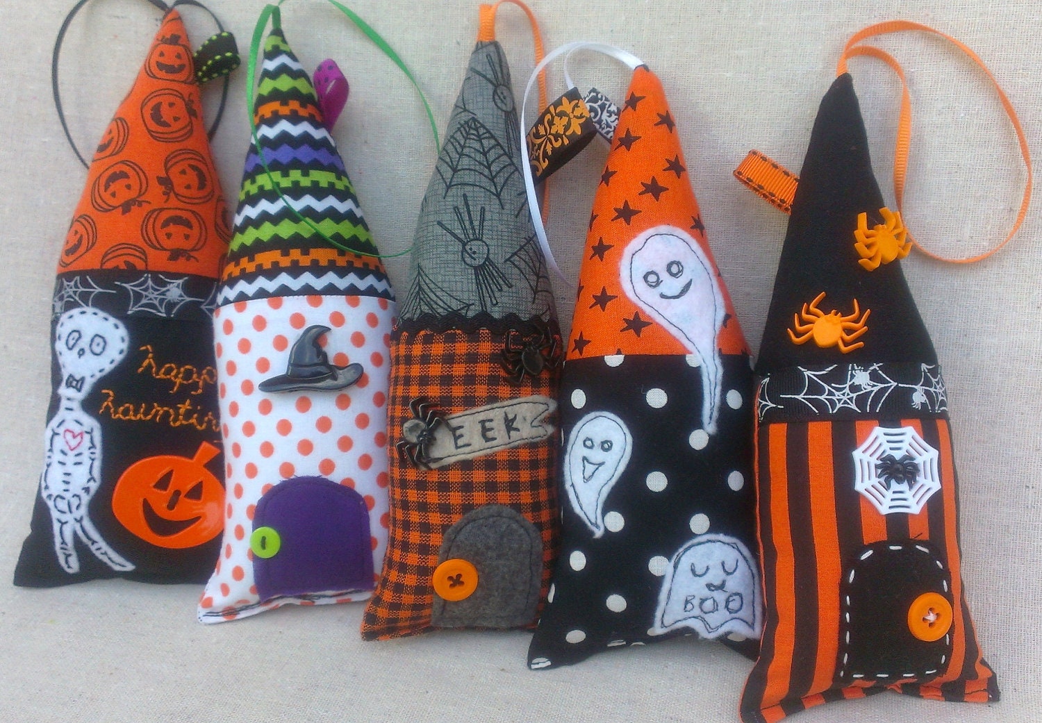 Happy Halloween Haunted Whimsy Fabric Houses