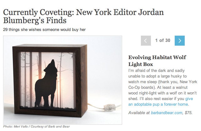 Nightmare guard/ Wolf forest light box (Made to order) featured on DAILY CANDY