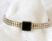 vintage bracelet Thailand black onyx - sterling silver - unique cuff bracelet