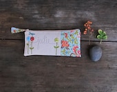 vintage inspired floral clutch, personalized gift, woodland paisley, blue and orange, unique MADE TO ORDER by mamableudesigns