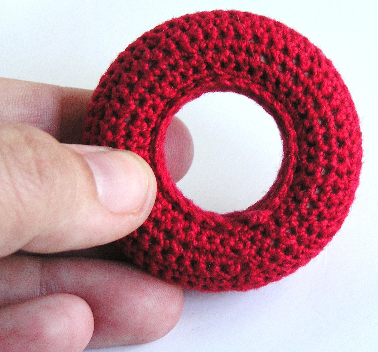 Waldorf-Stacking Toy-Baby-Teething -Natural Wood n Wool -STACKING RINGS- Educational Rainbow Teething Sensory Toy
