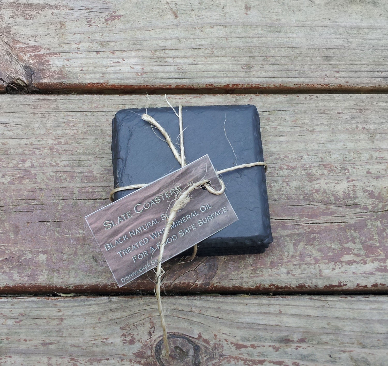 NATURAL SLATE COASTERS set of 4