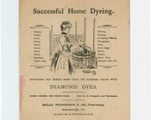 Antique Paper Advertising Booklet from Burlington, Vermont,  Diamond Dyes Dyeing Cloth Rugs Feathers Leather circa 1900
