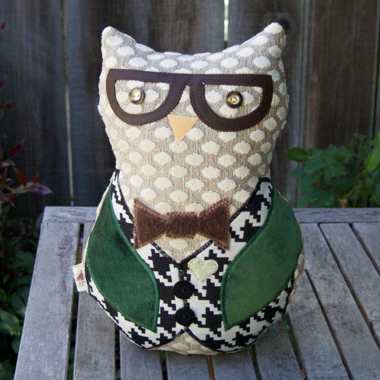 One-of-A-Kind City Hipster Owl Plush Pillow