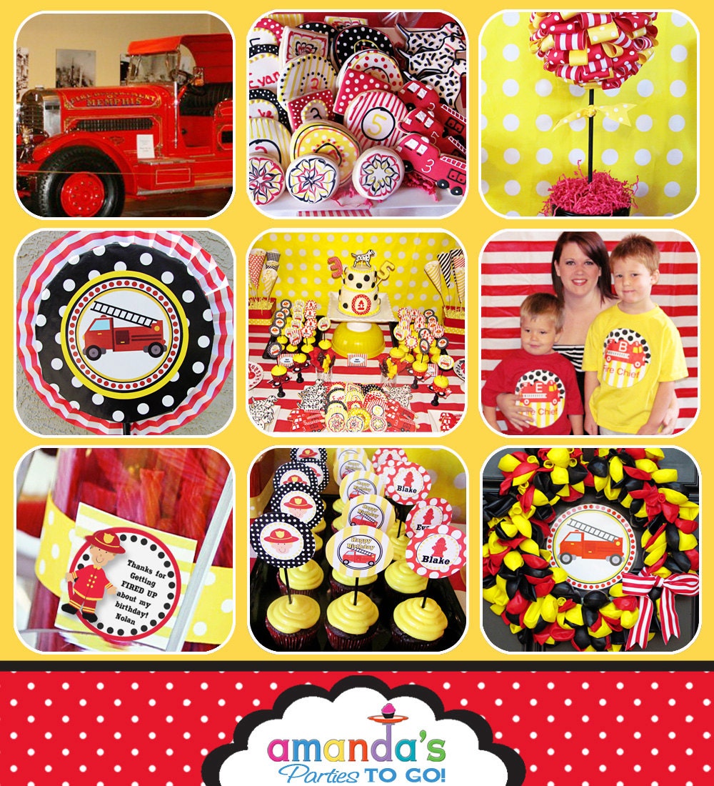 Firetruck Party - SALE -Firetruck Birthday - Fireman Printable Collection by Amanda's Parties To Go