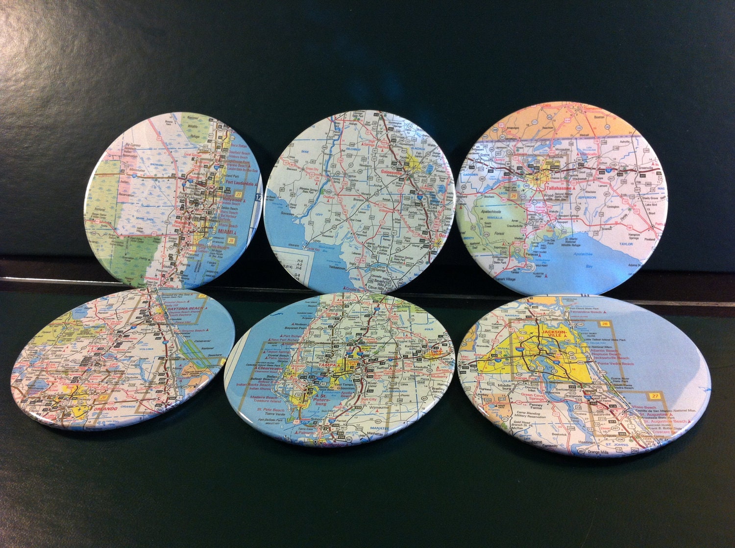 Florida map coasters - Florida, United States (Set of 6)