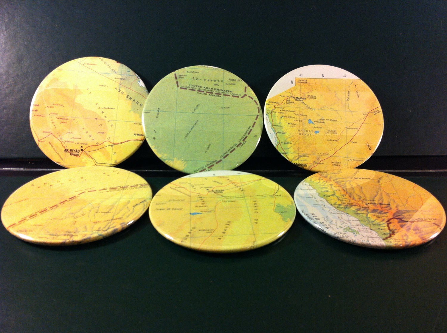 Saudi Arabia map coasters - Saudi Arabia, Middle East - set of 6