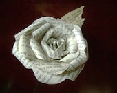 Jane Austen Pride and Prejudice vintage book paper  flower rose with leaf on stem
