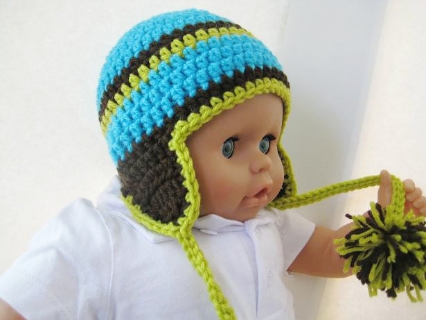 Crochet Hat Pattern , Newborn Baby to Adult,  Boy and Girl, Pdf Crochet Ear flap hat  pattern - Earflap Hat