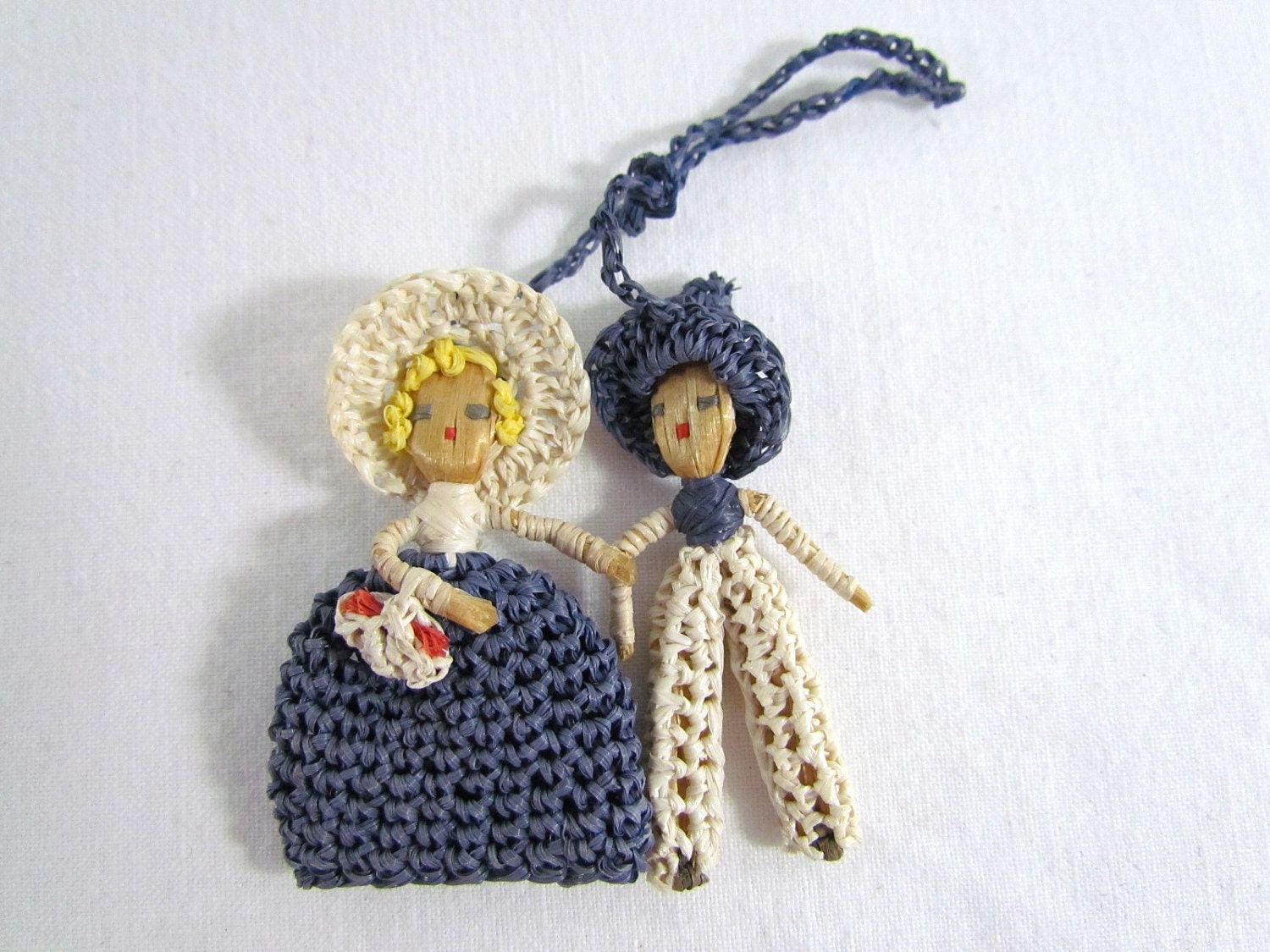 Miniature Doll Boy and Girl Crocheted So Tiny and Cute - VintagePolkaDotcom