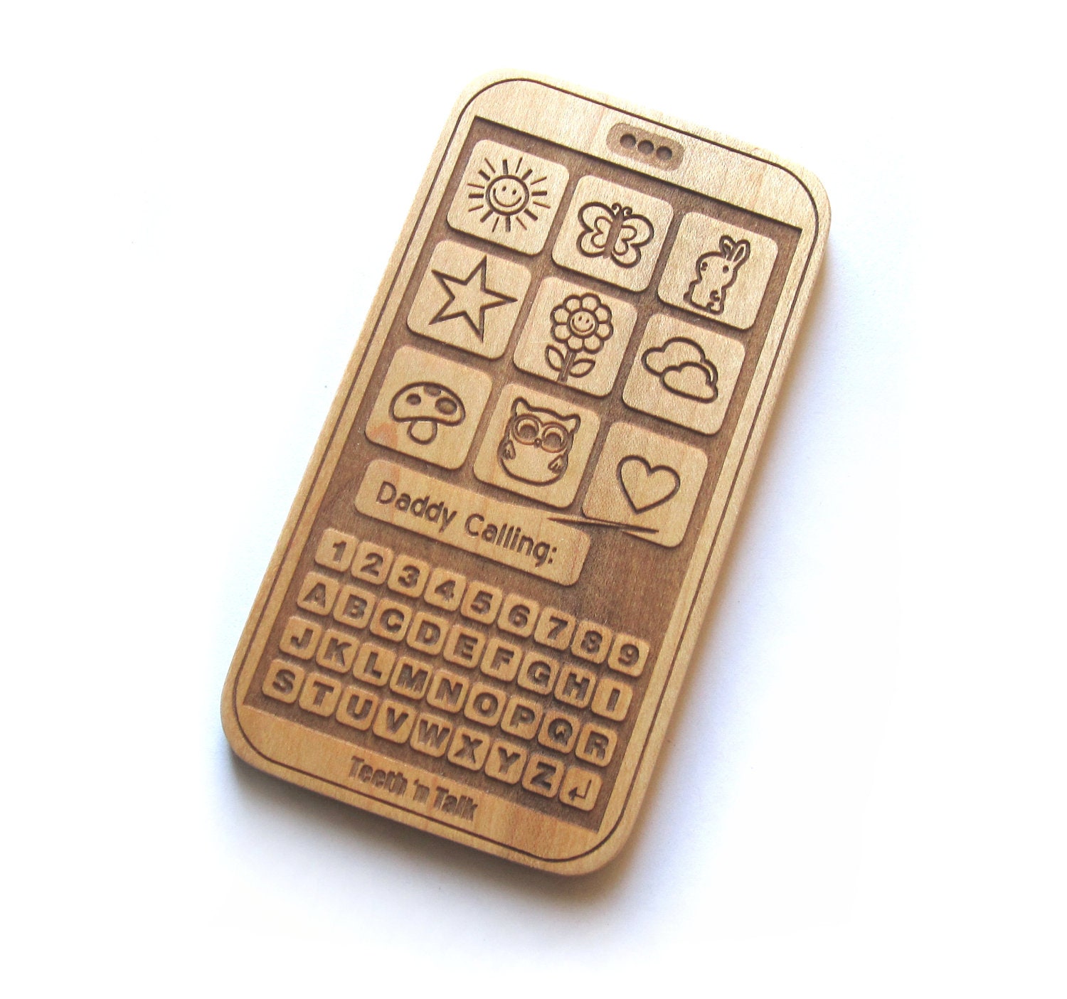 Baby geek toy wood daddy calling cell phone